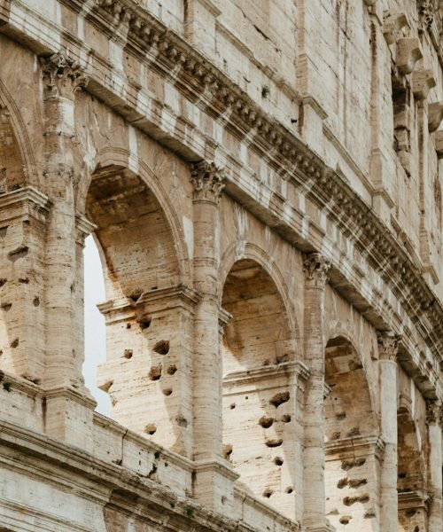 Ancient Roman stone arches and architectural details